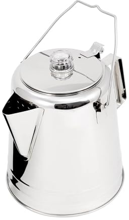 GSI Outdoors Glacier Stainless Steel Percolator Coffee Pot | Ultra-Rugged for Brewing Coffee Over Stove and Fire | Ideal for Group Camping, 28 cup (65028)