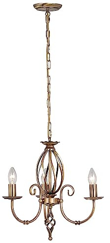 Elstead Lighting Kronleuchter Hängelampe Deckenleuchte Stahl Messing D 36 cm Esszimmerlampe