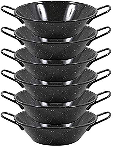 Space Home - Poêle à Paella Mini - Acier Émaillé Vitrifié - Revêtement Interieur Antiadhésif - Lot 6 - 16 cm