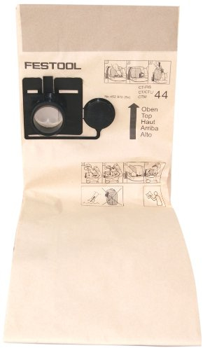 Festool Sacs Filtrants FIS-CT 44 - Lot de 5 pour Aspirateur CT 44 | Fermeture plastique étanche, installation intuitive, compatibles CT / CTL / CTM 44 – lot économique de 5 sacs