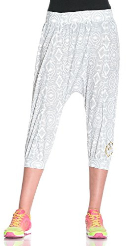 Zumba Fitness Aztec Harem - Pantalones Pirata para Mujer Blanco Blanco Talla:Large