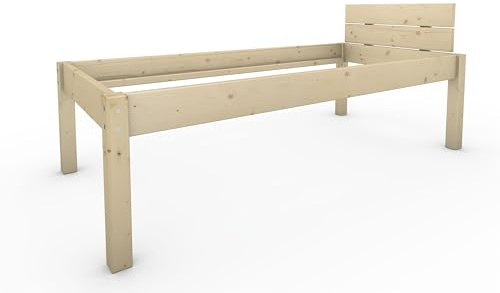 TUGA - Holztech Naturprodukt MASSIVHOLZBETT DAYBETT MASSIV Holz Bett HOLZBETT FSC 300Kg 90 x 200cm unbehandelt EXTRA HÖHE 58cm