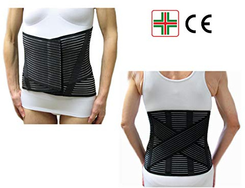 CORSETTO LOMBARE CON INCROCIO -Nero, XL (98-108 cm.)- Supporto Ortopedico Steccato, Fascia Cintura Addominale con 6 Stecche, Tutore per Schiena, Busto Renale Correttore Posturale - UNISEX Uomo Donna