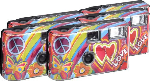 TopShot Lot de 5 appareils Photo jetables LoveCult pour 27 Photos avec Flash