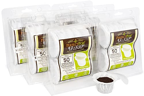 Perfect Pod EZ-Cup 2.0 Disposable Paper Coffee Filters for Single-Serve Reusable Coffee Pods Pod Capsule, 6-Pack (300-Ct)