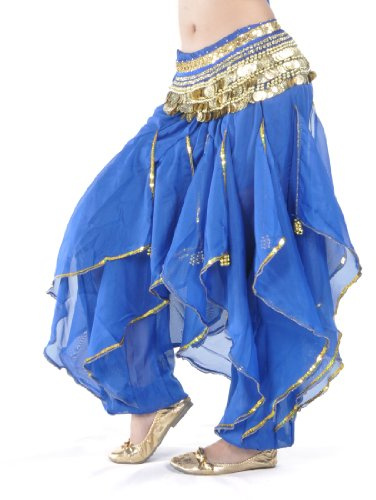 BellyLady pantalones de danza del vientre, pantalones harén tribales holgados, pantalones árabes de Halloween-Azul Marino