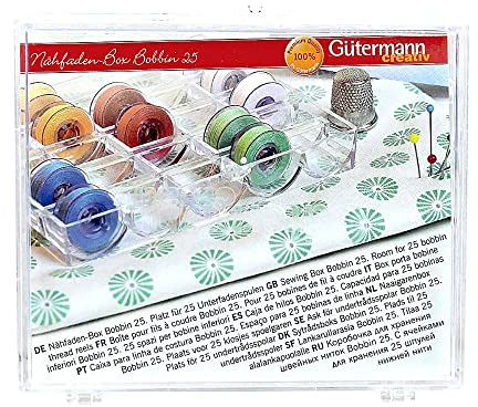 Gütermann - Gütermann Transparent (122x27x109mm) Sömnad Tråd Lagring Låda för 25 Spolar - 1 Bit