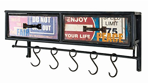 HAKU Wandgarderobe Vintage, Metall - Maße: B 77 cm x H 34 cm x T 24 cm, Style: Industrial