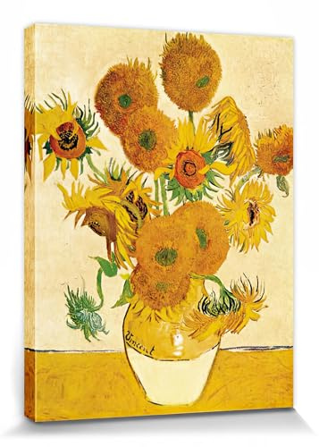 1art1 Vincent Van Gogh Poster Vierzehn Sonnenblumen In Einer Vase, 1888 Bilder Leinwand-Bild Auf Keilrahmen | XXL-Wandbild Poster Kunstdruck Als Leinwandbild 80x60 cm