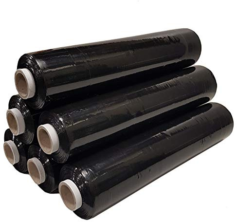 realpack® 6 x schwarz Flush Core Paket Frischhaltefolie – Rollen Schrumpffolie für Paletten Guss, 400 mm x 300 m Ideal für Wrap gratis Schnelle Lieferung