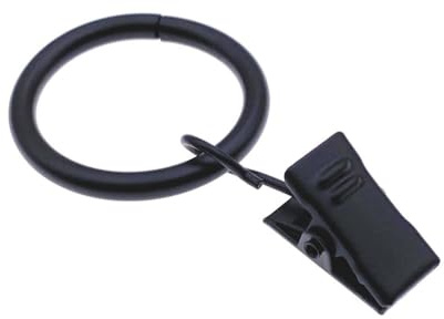 DécoProfi 10x Gardinenringe Vorhangringe mit Klammer Ø 25mm Schwarz I Ringe für Gardinenstangen Ø 16 mm I Geeignet für Vorhang-Gardinenstange