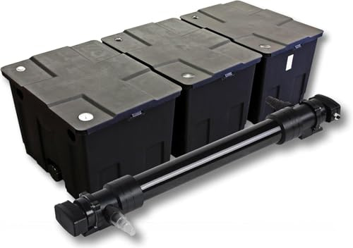 SunSun Komplettset: CBF-350C Teichfilter bis 90000 L Teichfilteranlage als Durchlauffilter, CUV-672 Teichklärer UVC Klärer mit 72 Watt UV-C Leistung