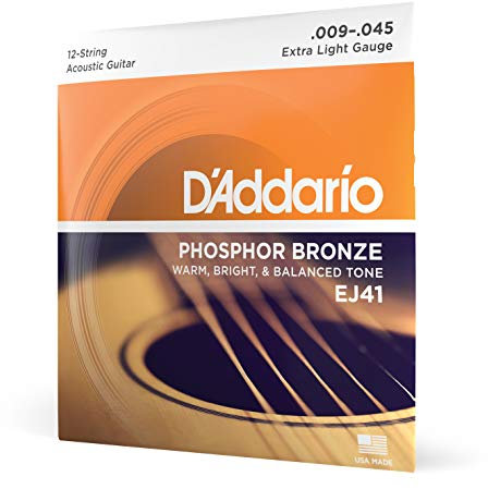 D'Addario Corde Chitarra Acustica | Corde per Chitarra Acustica | Corde Acustica | EJ41 Set Corde Acustica EJ Phosphor BRZ RND WND, 9-45