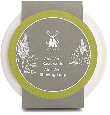 MÜHLE Rasierseifenset - Porzellanschale mit Rasierseife - Aloe Vera für sensible Haut - vegan, sanft & pflegend - 65g