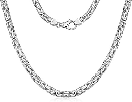 Silberketten Store Königskette 925 Silber Herren 7 mm Stärke I Männer Silberkette mit Karabiner Verschluss I Panzerkette Herren vierkant hochglanz