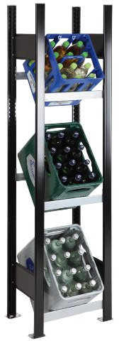 SCHULTE Lagertechnik Grundregal, Getränkekistenregal 1800 x 400 x 300 mm (HxBxT), schwarz/Silber, 3 Ebenen für 3 Getränkekisten