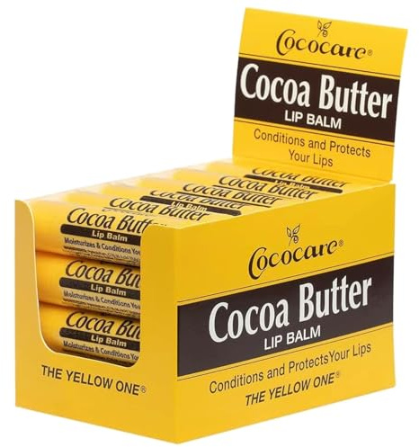 Cococare Cocoa Butter Lip Balm – Cocoa Butter, Vitamin E & Aloe Vera - Paraben-Free Daily Lip Moisturizer, Lip Color Primer, Cold Weather & After Sun Care - 0.15 oz, 10 Pack