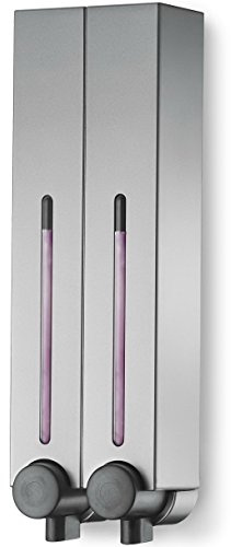 homepluz quadratisch nachfüllbar Wandhalterung Shampoo und Conditioner Spender (2 Kammern) Gunmetal Gray