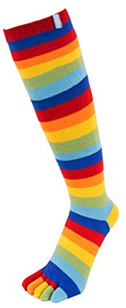 TOETOE - Women Essential/Everyday Stretchy Knee-High Soft Cotton Seamless Plain/Stripy Toe Socks, Hygienic, Breathable (1 Pair)