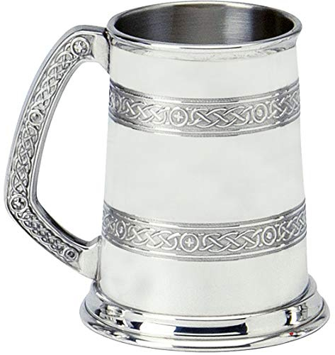 I LUV LTD Chope en Étain Fait Main 1pt Lignes Celtiques Finition Polie Gravable