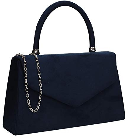 SwankySwans Kendall Faux Suede Envelope Womens Party Prom Wedding Clutch Bag Navy