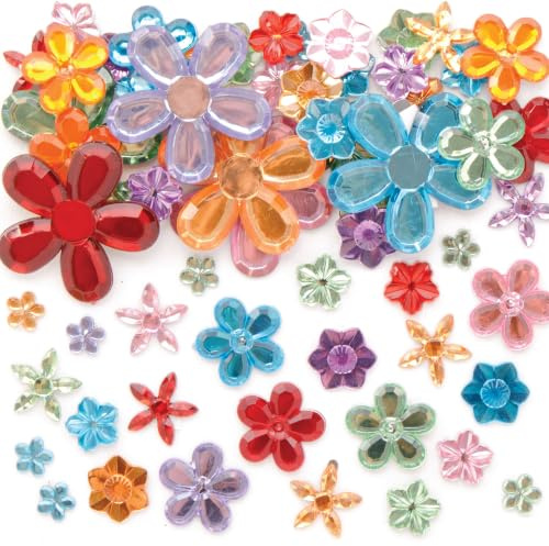 Baker Ross EK670 selbstklebender Acryl-Blumenschmuck, Kinderkunst und Basteldekor, 180 Stück, sortiert