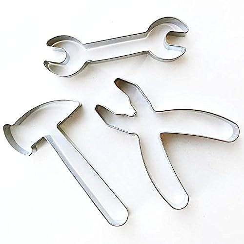 Juego de moldes para galletas, diseño de 3 Herramientas (Martillo/Alicate/llave inglesa), acero inoxidable