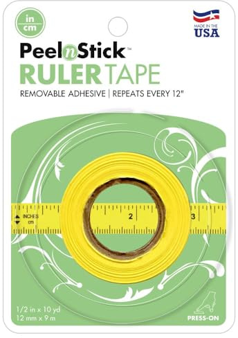 iCraft PeelnStick Ruler Tape s Imperial & Metric 10 yd. Roll, Original Version, 1/2 x 10 Yards