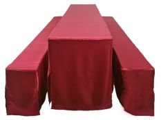 Mc-Stoff Bierbankhussen Biertischgarnitur 3er Set 50 cm Bordeaux ROT