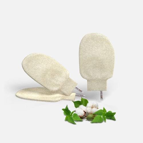 Peelinghandschuh aus Brennnessel- und Baumwollfasern 100% Natürlich, KOSTENLOSE Lieferung innerhalb Deutschlands
