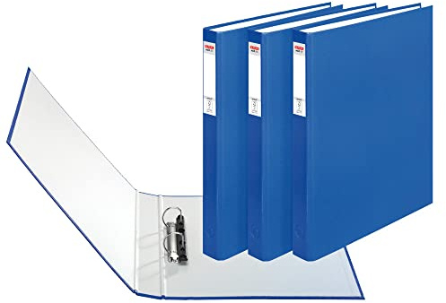 Herlitz 1913821 Ringbuch A4 PP 2-Bügel, 24 mm, 3er Pack, Farbe schwarz (3er Pack, blau)