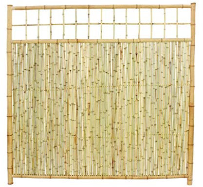 Bambus Sichtschutzwand Bambuswand Ten New Line mit 180 x 180cm aus dünnen Bambusrohren mit Gitter Oben und Rahmen