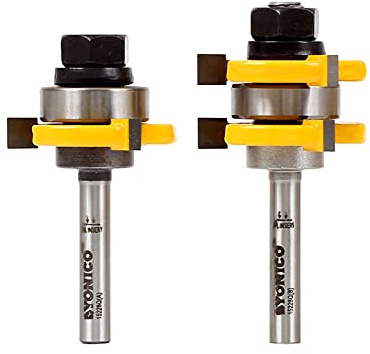 YONICO Router Bits Tongue & Groove Set 3/4-Inch 2 Bit 1/4-Inch Shank 15228q