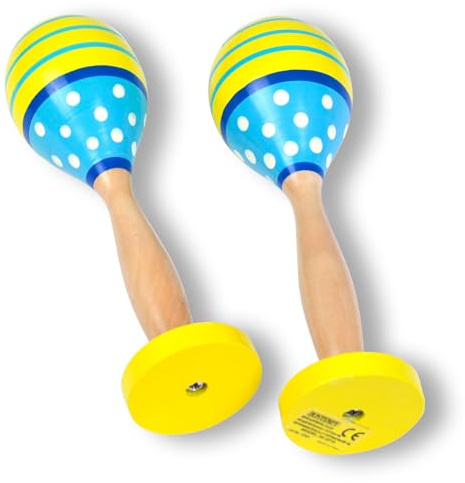 Bontempi - Shakewood Holz-Maracas für einen natürlichen und farbenfrohen Rhythmus, Länge 180 mm