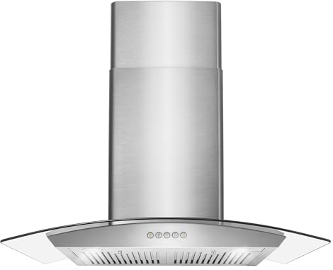 COSMO COS-668A750 30 in. Vista Collection 380 CFM Ducted Wall Mount Range Hood, Button Controls, LED Lights, Stainless Steel