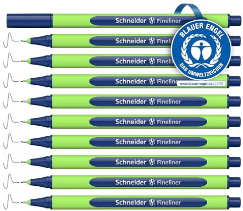 Schneider Line-Up Fineliner (Strichstärke 0,4 mm, aus biobasiertem Kunststoff, ausgezeichnet mit Der blaue Engel) 10 Stück, mystic-blue