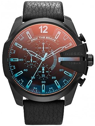 Diesel Mega Chief Series-klocka för män, Chronograph-urverk med läderarmband