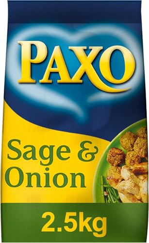 Paxo Sage & Onion Stuffing Mix, 2.5 kg Tub (1-Pack) | Gluten Free, Reduced Salt, Aromatic Blend of Herbs, Easy to Prepare, Perfect for Roasts