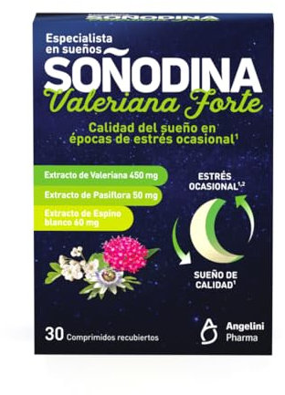 Soñodina Valeriana Forte 30 Comprimidos – Complemento alimenticio a base de ingredientes de origen natural como el extracto de valeriana – Facilita el inicio del sueño en épocas de estrés ocasional