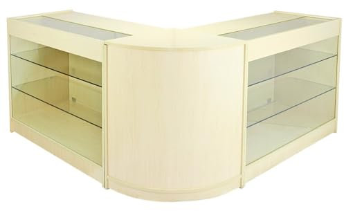 MonsterShop 2 x K1200 1 x CM60 Horizon Ladeneinrichtung Rezeption Ladentheke Verschließbar Ladentresen Tresen Verkaufstisch Verkaufstheke Verkaufstresen Kassentisch Empfangstresen Theke Ahorn