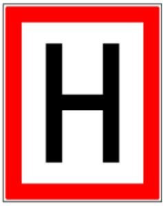 Dreifke® Feuerwehrschild, Hinweisschild auf einen Hydranten - DIN 4066 Alu geprägt weiß/schwarz/Randfarbe: rot 200x250mm