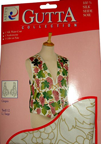 ARTY'S GUTTA COLLECTION - 1 Seidenweste - Motiv: Grapes/Trauben - Twill 12 (Gutta gold) (L)