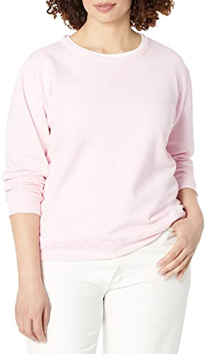Hanes Womens Ecosmart V-notch Crewneck Sweatshirt, Fleece Pullover For, Pale Pink, Large US