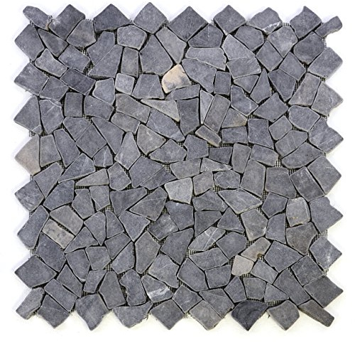 DIVERO 4 Fliesenmatten Naturstein Mosaik aus Marmor für Wand und Boden grau á 56 x 56 cm