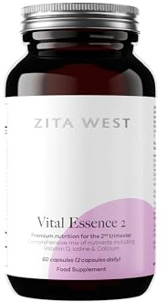 Zita West Vital Essence 2 - Premium Pregnancy Vitamins for Women - Second Trimester Multivitamins - 60 Capsules (1 Month Supply)