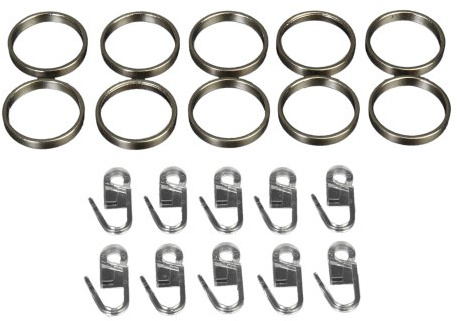 Liedeco Gardinenringe für Gardinenstangen France ø 20 mm | 10 Stück | Edelstahl-Optik