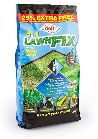 Doff Lawn Fix 5 in 1 Formula Restore Revive Repair Grass Seed Mix Peat Free Natural 2.5kg