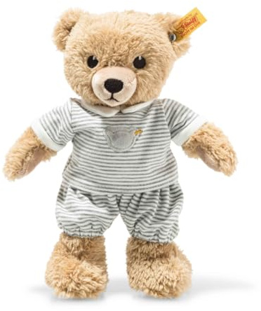 Steiff Kuscheltier Schlaf-gut-Bär, Süßes Stofftier, Jungen, Mädchen & Babys ab 0 Monaten, Friends, Plüschtier 25 cm, Hellgrau, 239908