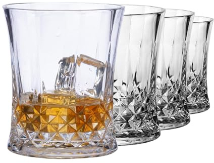 Utopia Gatsby Polycarbonate Old Fashioned Glasses 10oz / 290ml - Set of 4 - Plastic Rocks Tumbler