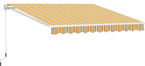 Outsunny Markise Gelenkarmmarkise Sonnenschutz Handkurbel Balkon Alu Gelb Beige